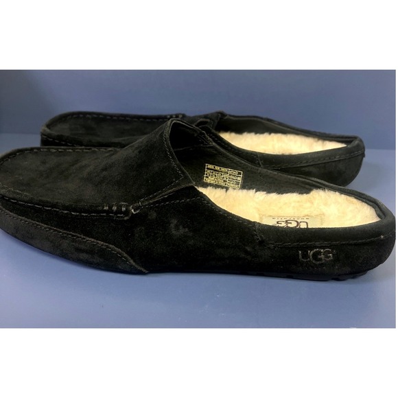 UGG Alamar Men Clog Slippers Size 11 Black Suede Shearling Sheepskin Slip On - Picture 11 of 11
